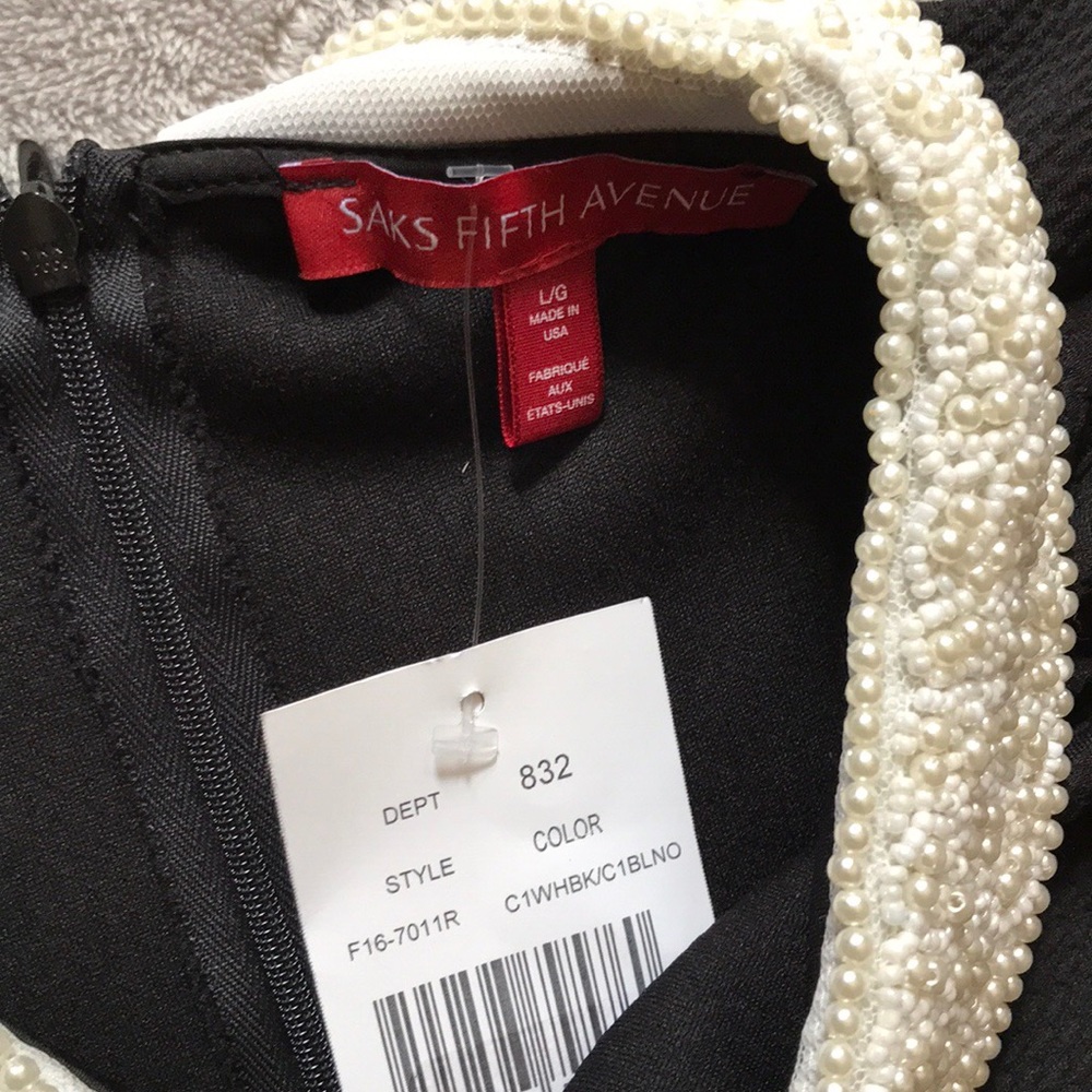Saks Fifth Avenue Peter Pan Pearl Collar Dress - Picture 4 of 5